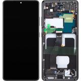 DISPLAY LCD + TOUCHSCREEN DISPLAY COMPLETO + FRAME PER SAMSUNG GALAXY S21 ULTRA 5G G998B FANTASMA NERO ORIGINALE (SERVICE PACK)