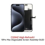 TOUCHSCREEN + DISPLAY OLED DISPLAY COMPLETO PER APPLE IPHONE 15 PRO MAX 6.7 JCID OLED VERSIONE SOFT (DIAGNOSTICABILE NON È NECESSARIO TRAPIANTARE L'IC DELLO SCHERMO ORIGINALE) (RICHIEDE AGGIORNAMENTO ALL'ULTIMA VERSIONE)