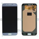 TOUCHSCREEN + DISPLAY LCD DISPLAY COMPLETO SENZA FRAME PER SAMSUNG GALAXY J7(2017) J730F ARGENTO / BLU ORIGINALE (SERVICE PACK)