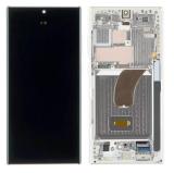 TOUCHSCREEN + DISPLAY AMOLED DISPLAY COMPLETO + FRAME PER SAMSUNG GALAXY S23 ULTRA 5G S918B BIANCO / BEIGE SCHERMO SERVICE PACK + FRAME (NON ORIGINALE)