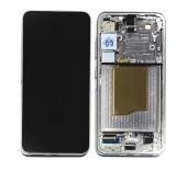 TOUCHSCREEN + DISPLAY AMOLED DISPLAY COMPLETO + FRAME PER SAMSUNG GALAXY S25 5G S931B OMBRA ARGENTO SCHERMO SERVICE PACK + FRAME (NON ORIGINALE)